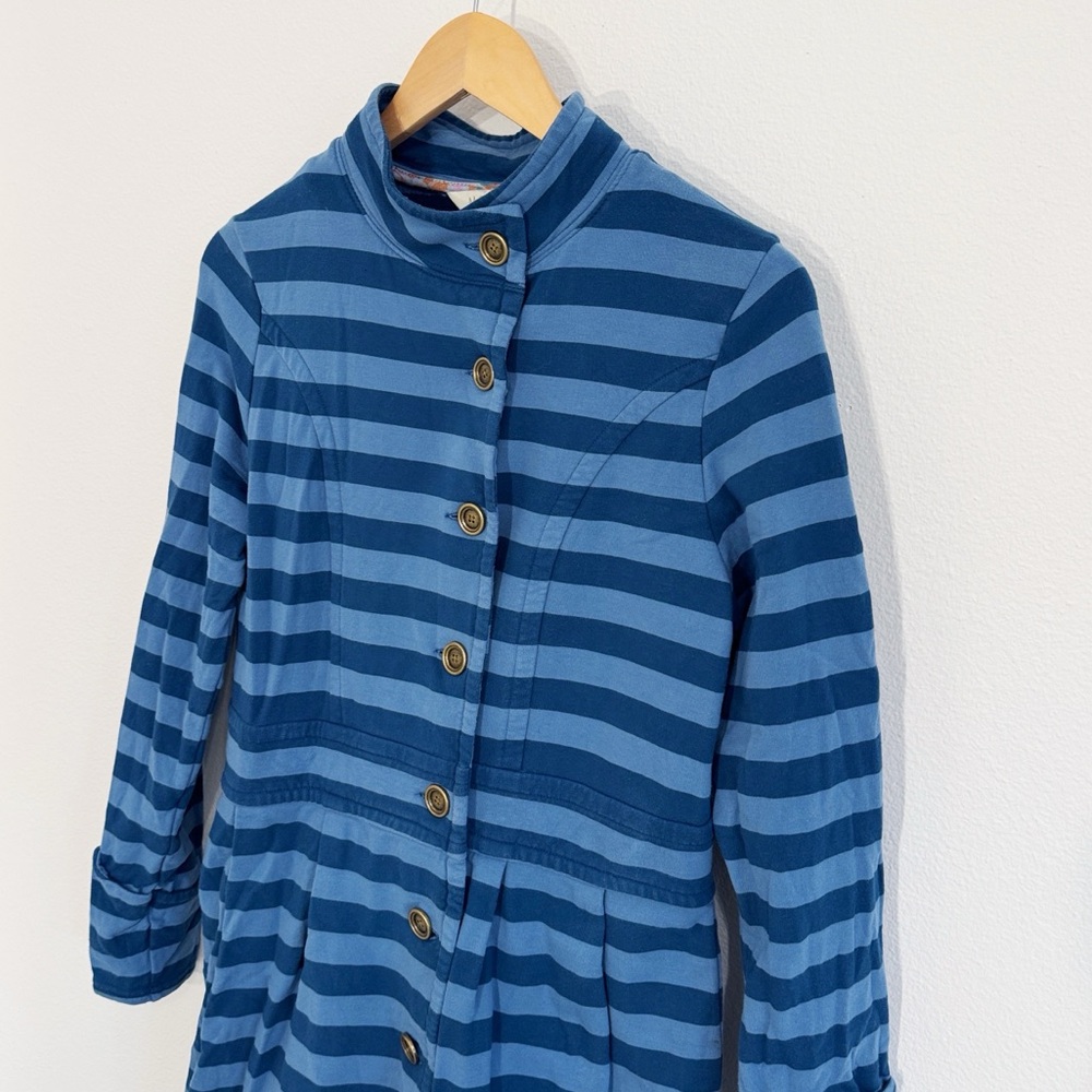 Matilda Jane Fall Breeze blue striped peacoat Button Front,Pockets Size Small - Picture 4 of 7